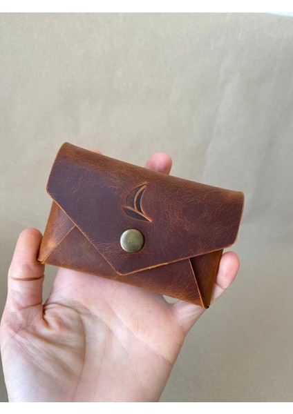 Alesta Leather El Yapımı Hakiki Deri Minimal Kartlık / Bozuk Para Cüzdanı