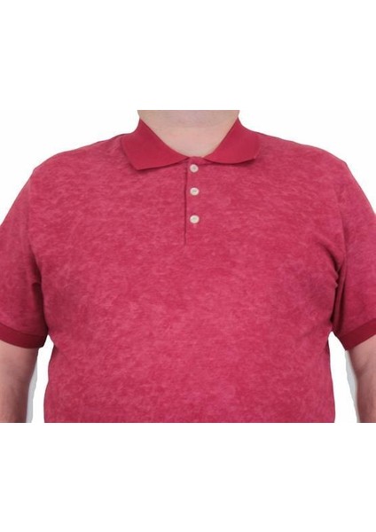 Erkek Büyük Beden Polo Yaka Mat Baskılı Tişört 24451 Bordo modelleri