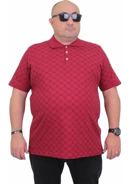 Erkek Büyük Beden Polo Yaka Tişört Square 24452 Bordo
