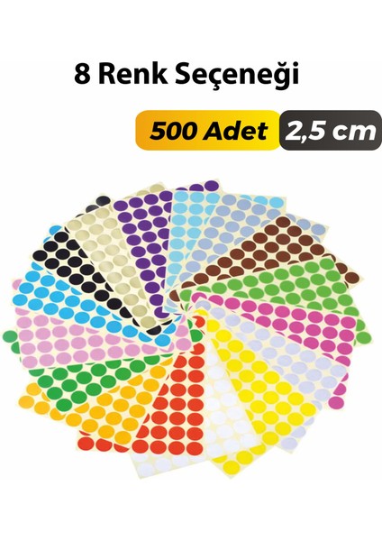 Beyaz Renkli Etiket Çok Amaçlı Yuvarlak Kesim Ambalaj Etiketi 2,5cm - 500 Adet