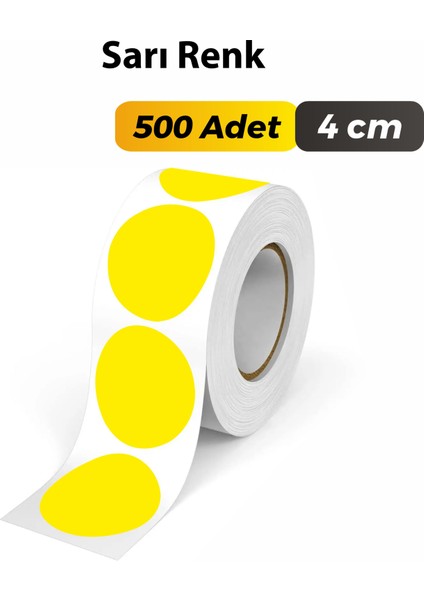 Sarı Renkli Etiket Çok Amaçlı Yuvarlak Kesim Ambalaj Etiketi 4cm - 500 Adet