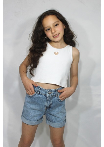 Kız Çocuk Mavi Denim Şort