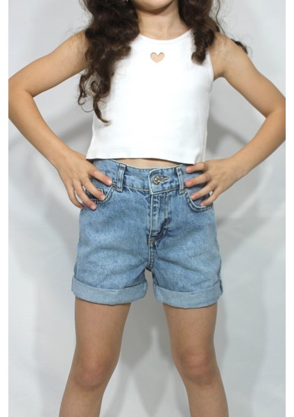 Kız Çocuk Mavi Denim Şort