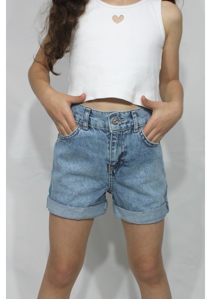 Kız Çocuk Mavi Denim Şort