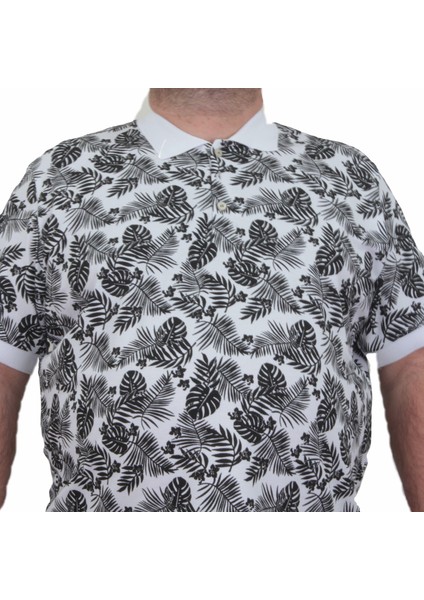 Erkek Büyük Beden Polo Yaka Tişört Hawai 24455 Beyaz modelleri