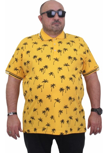 Erkek Büyük Beden Polo Yaka Tişört Palm 24460 Sarı