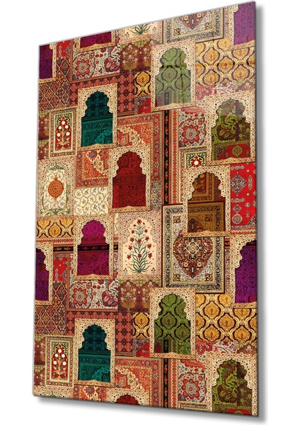 Rengarenk Islami Motif Cam Tablo, Modern Ev Ofis Cami Duvar Dekoru, Hediyelik, Kırılmaz Temperli Cam
