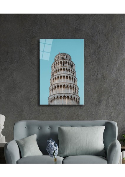 Italya Pisa Kulesi Cam Tablo, Mimari Manzara, Ev Ofis Duvar Dekoru, Hediyelik, Kırılmaz Temperli Cam