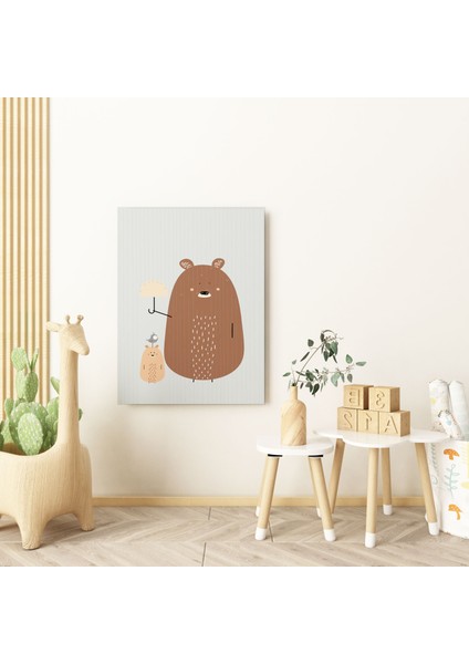 Ayıcıklar Minimalist Kanvas Tablo - Bebek Odası Dekorasyon - Çocuk Odası Tablo