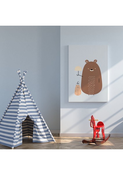 Ayıcıklar Minimalist Kanvas Tablo - Bebek Odası Dekorasyon - Çocuk Odası Tablo
