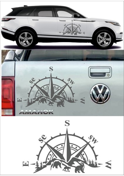 Pusula Dağ Orman Ayı Kamp Adventure Offroad Araba Oto Karavan Sticker S47