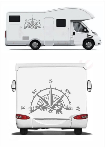 Pusula Dağ Orman Ayı Kamp Adventure Offroad Araba Oto Karavan Sticker S47 modelleri