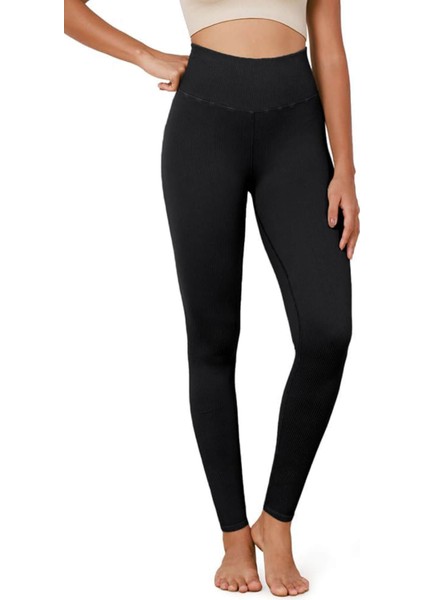 Kadın Yüksek Bel Fitilli Esnek Spor Tayt 4117