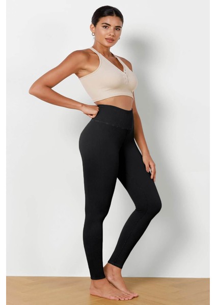 Kadın Yüksek Bel Fitilli Esnek Spor Tayt 4117 modelleri