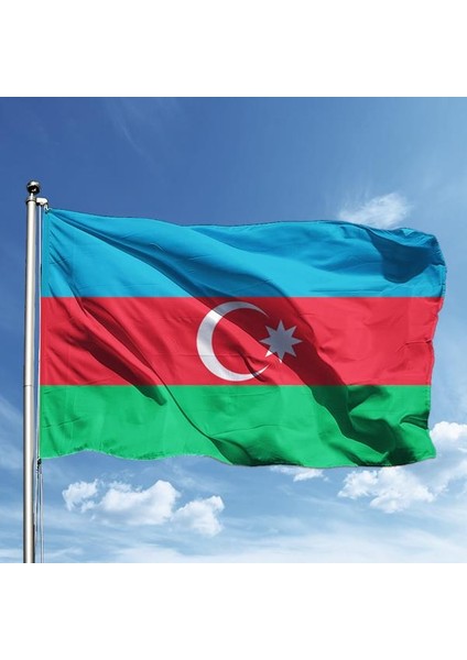 Azerbaycan Milli Gönder Bayrağı Raşel Kumaş Dijital Baskı 120 x 180