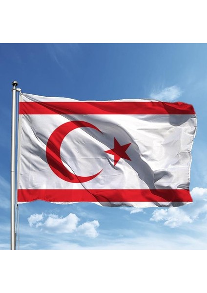 Kıbrıs Milli Gönder Bayrağı Raşel Kumaş Dijital Baskı 400 x 600