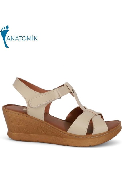 2027-492076 Tam Anatomik Tabanlı Kadın Sandalet - NKT02027-BEJ-36