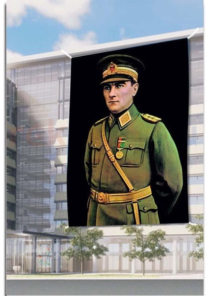 Atatürk Üniformalı Portre Raşel Dijital Baskı Bayrak En 20 Metre Boy 30 Metre fiyatları