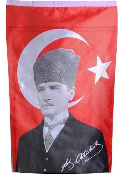 K.atatürk Imzalı Türk Bayrağı Saten Kumaş Dijital Baskı 150 x 225