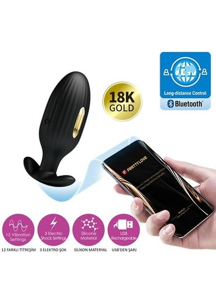 Cupidon Cupide Telefon Kontrollü 12 Titreşimli  3 Elektro Stimülasyonlu Teknolojik Anal Vajinal Vibratör