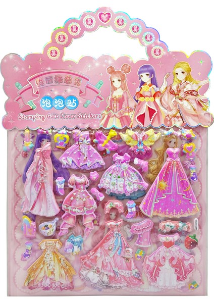 Sticker Kabartmalı Çantalı Iki Sayfalı Sticker Seti (HQK009) - 21X17 cm - Prenses Giydirme fiyatları