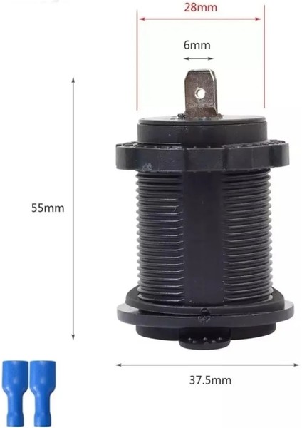 Oto Çakmak Fiş Çakmaklık Dişi Pano Tip 30MM Şase Monteli Fişli
