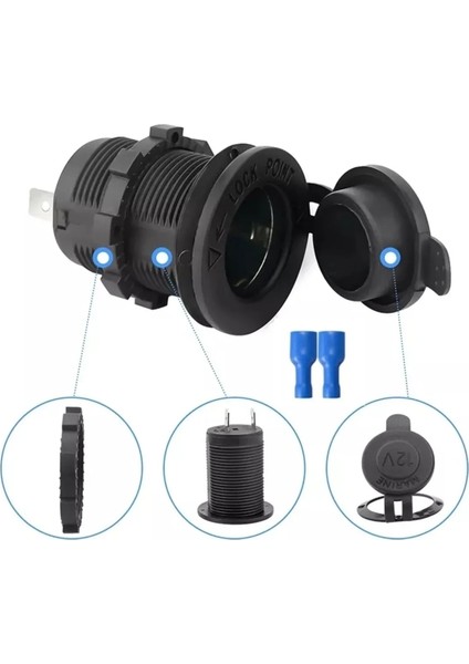 Oto Çakmak Fiş Çakmaklık Dişi Pano Tip 30MM Şase Monteli Fişli