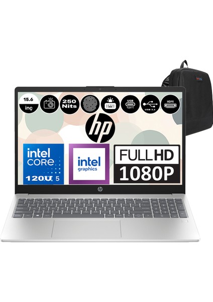 Hp 15-FD1006NT Intel Core 5 120U 16GB 1tb SSD 15.6 Inç Fhd Windows 11 Pro Taşınabilir Bilgisayar 9Y8V4EAP02 + Zetta Çanta