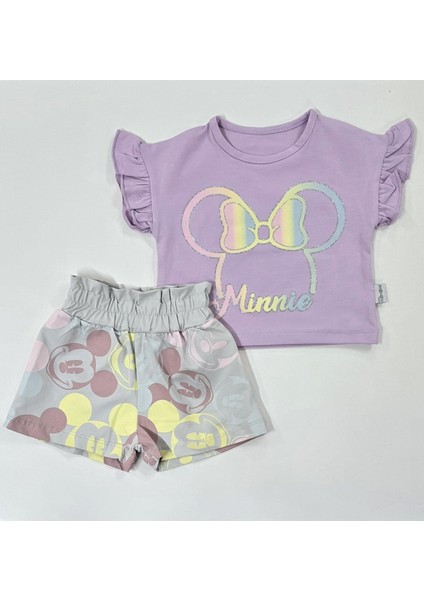 Minnie Kız Bebek Şortlu Takım