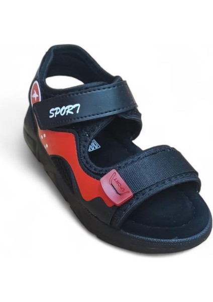 Erkek Çocuk Cırtlı Hafif Rahat Taban Sandalet Siyah-Kırmızı fiyatları