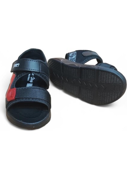 Erkek Çocuk Cırtlı Hafif Rahat Taban Sandalet Siyah-Kırmızı fırsatları