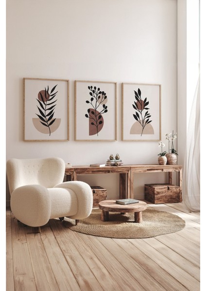 Gerçek Ahşap Çerçeveli 3 Parça 3D Poster Tablo Seti