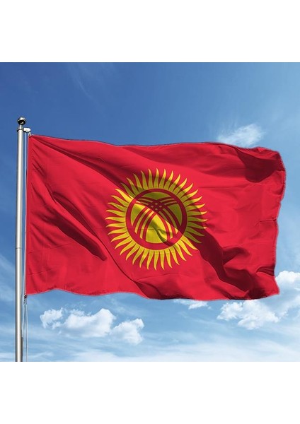 Kırgızistan Bayrağı Raşel Kumaş Dijital Baskı 50 x 75