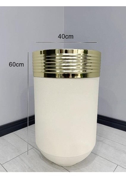 Elegant Dekoratif Gold Darbuka Krem Saksı 60CM modelleri