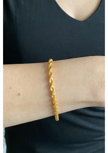 14 Ayar Altın Kalın Halat Zincir Bileklik 4 mm fiyatları
