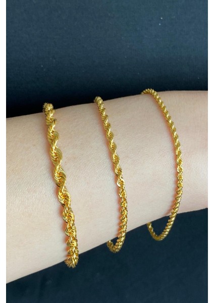 14 Ayar Altın Kalın Halat Zincir Bileklik 4 mm fırsatları
