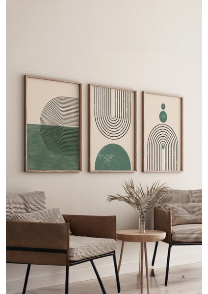 Gerçek Ahşap Çerçeveli 3 Parça 3D Poster Tablo Seti