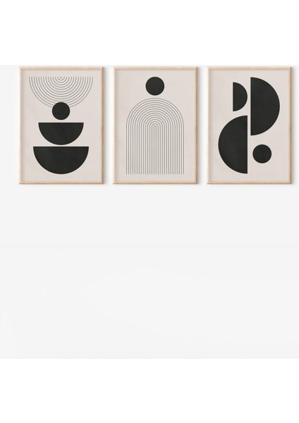 Gerçek Ahşap Çerçeveli 3 Parça 3D Poster Tablo Seti