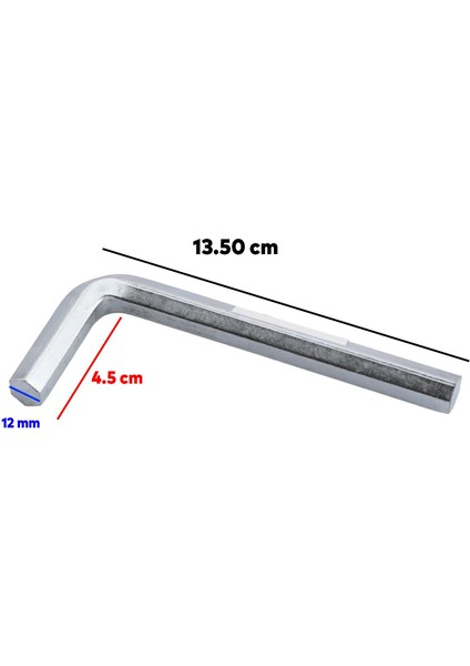 Allen Alyan Anahtar 12 mm Altıgen Köşeli Vida Somun Sıkma Sökme Metal 1 Adet