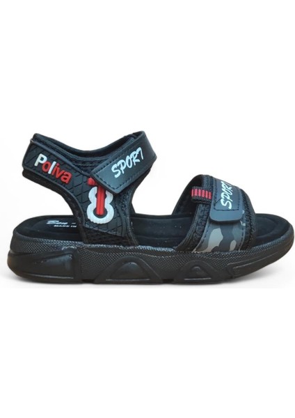 Erkek Çocuk Cırtlı Hafif Rahat Taban Sandalet Siyah