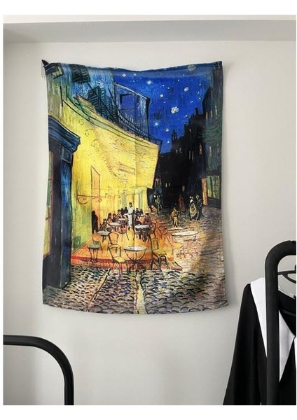 Cafe Terrace At Night - Vincent Van Gogh Duvar Örtüsü - Wall Tapestry I 70 x 100 cm