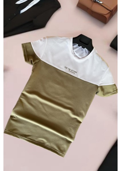 Ft 2469 For The Oceans Flok Baskı Slim Fit Erkek Tshirt