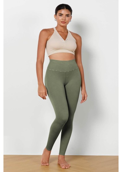 Kadın Yüksek Bel Fitilli Esnek Spor Tayt 4117 fiyatları