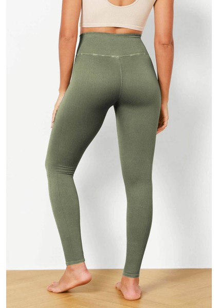 Kadın Yüksek Bel Fitilli Esnek Spor Tayt 4117 fırsatları