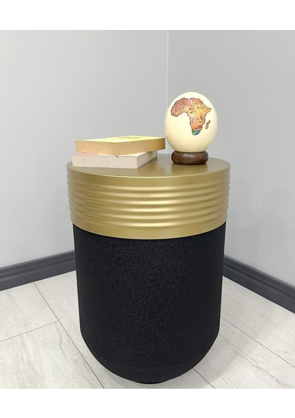 Dekoratif Eskitme Darbuka Siyah Sehpa 60CM