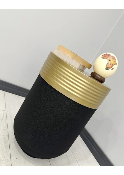 Dekoratif Eskitme Darbuka Siyah Sehpa 60CM
