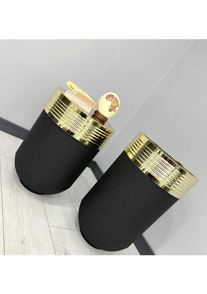 Dekoratif Gold Darbuka Siyah Saksı 70CM + Sehpa 60CM Ikili Set fiyatları