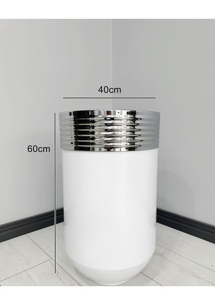 Elegant Dekoratif Krom Darbuka Parlak Beyaz Saksı 60CM modelleri