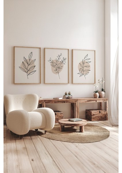 Gerçek Ahşap Çerçeveli 3 Parça 3D Poster Tablo Seti