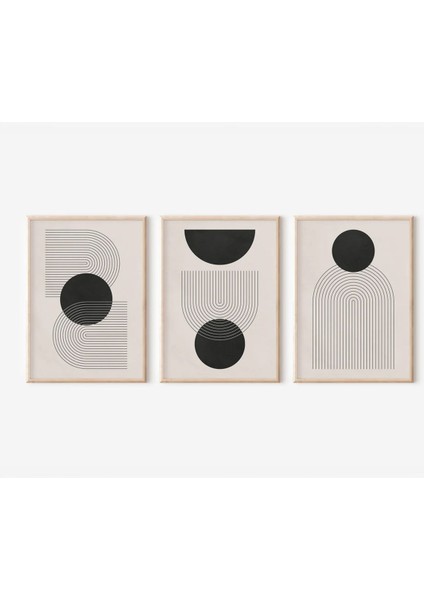 Gerçek Ahşap Çerçeveli 3 Parça 3D Poster Tablo Seti